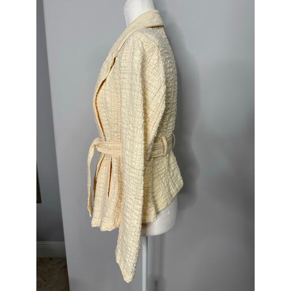 Free People Cream Tie-Waist Gauze Wrap Jacket blazer Size XS Cotton NWOT - Picture 4 of 8